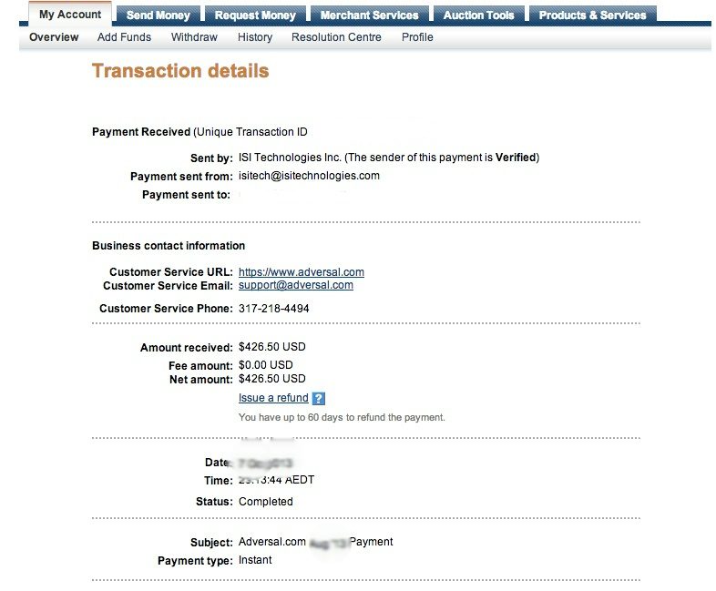 Adversal Payment Proof
